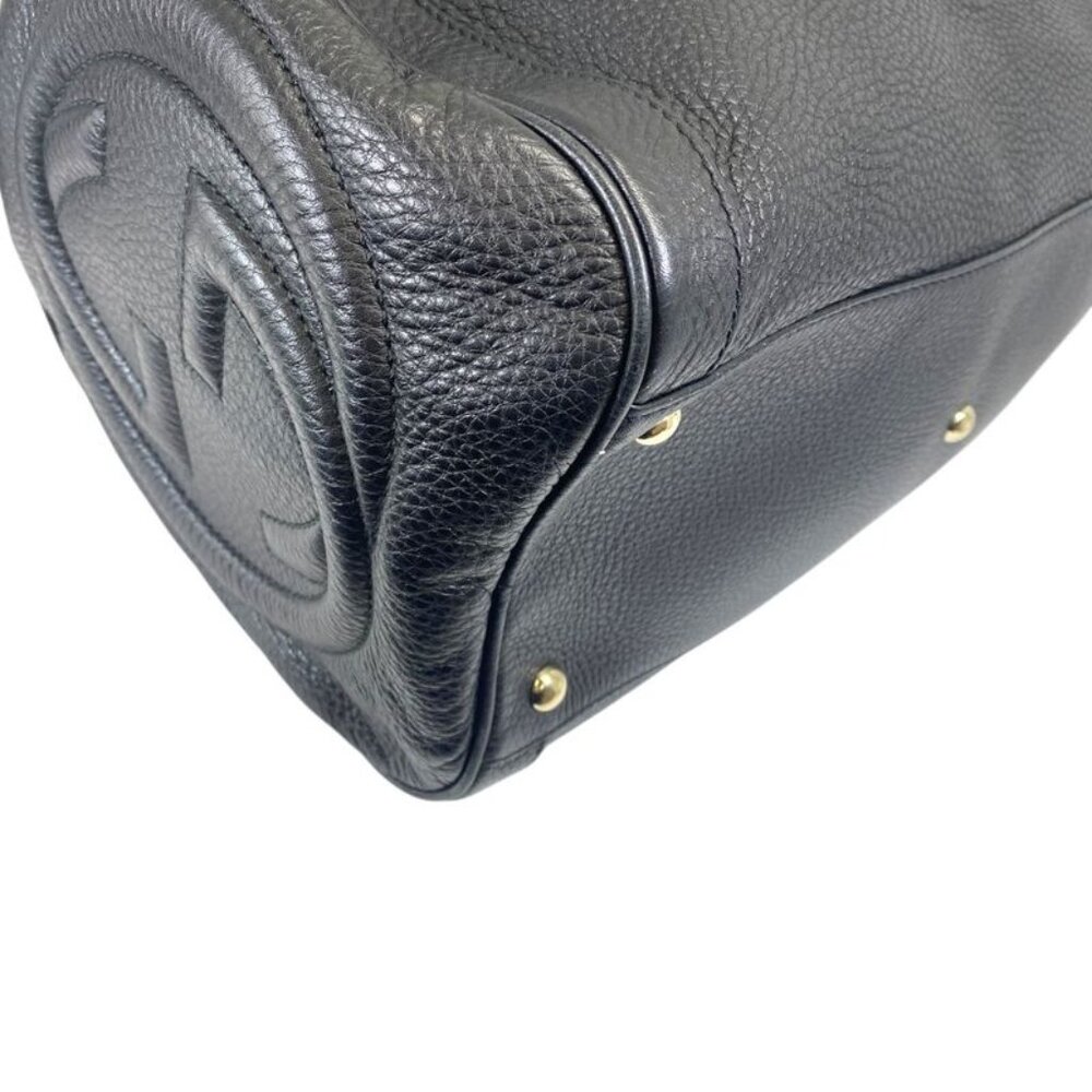 Gucci Soho Leather Mini Boston Bag Interlocking GG Logo Black - Picture 3 of 10
